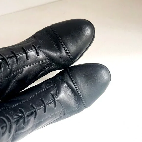 Ariat Black Back Zipper Black Leather Riding Boots 8B